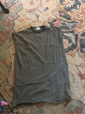Striped Crewneck Tshirt dress - Black and White